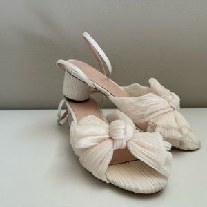 Loeffler Randall Dahlia Pearl Pleated Bow Low Heel, ivory pearl, size 9.5